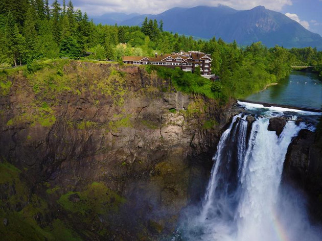 aerial view of snoqualmie falls
